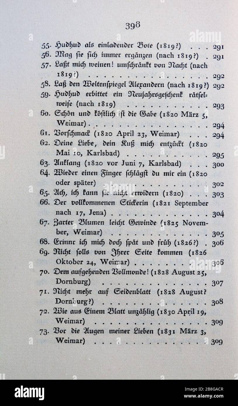 Goethes Liebesgedichte im Insel Verlag-398. Stock Photo