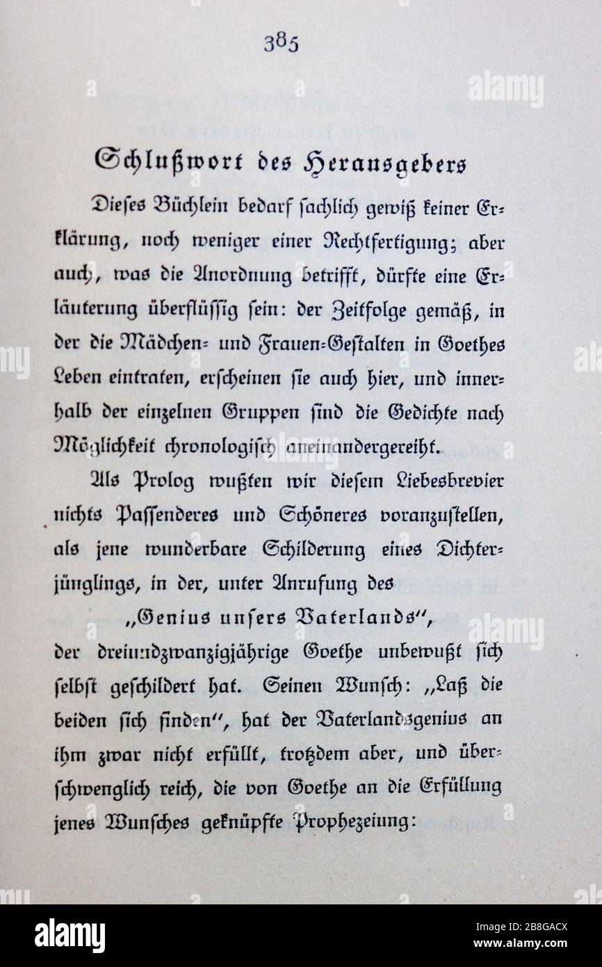 Goethes Liebesgedichte im Insel Verlag-385. Stock Photo