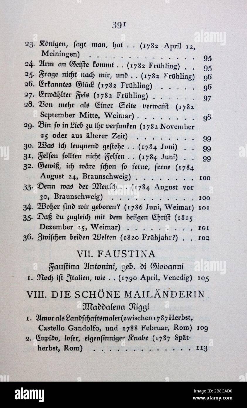 Goethes Liebesgedichte im Insel Verlag-391. Stock Photo