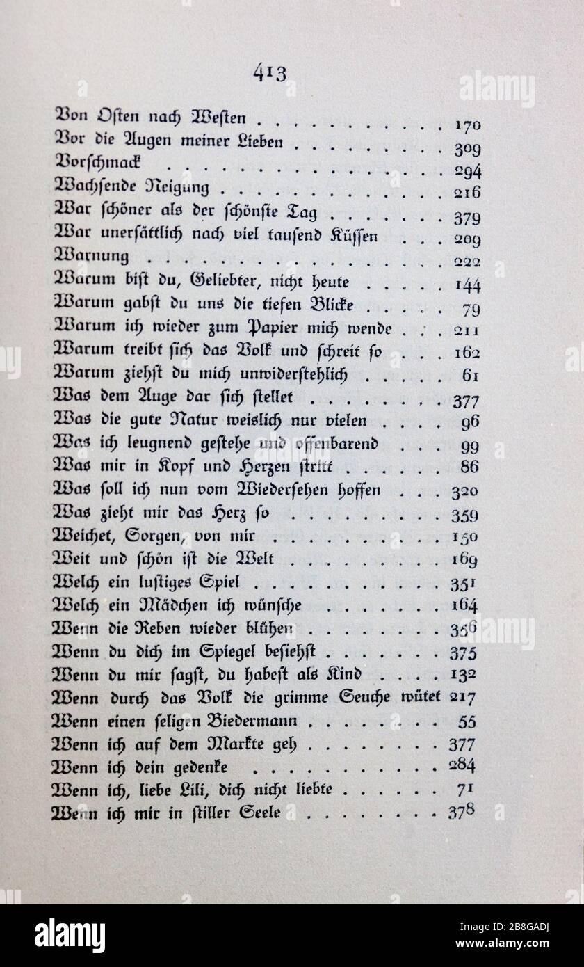 Goethes Liebesgedichte im Insel Verlag-413. Stock Photo