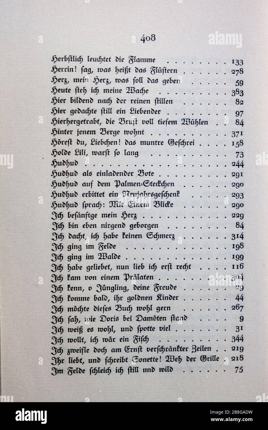 Goethes Liebesgedichte im Insel Verlag-408. Stock Photo