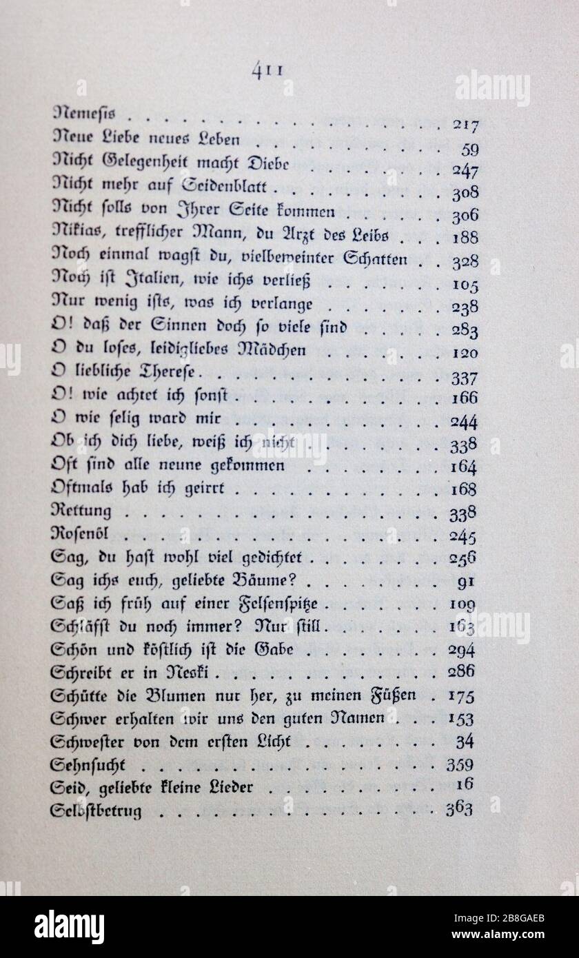 Goethes Liebesgedichte im Insel Verlag-411. Stock Photo