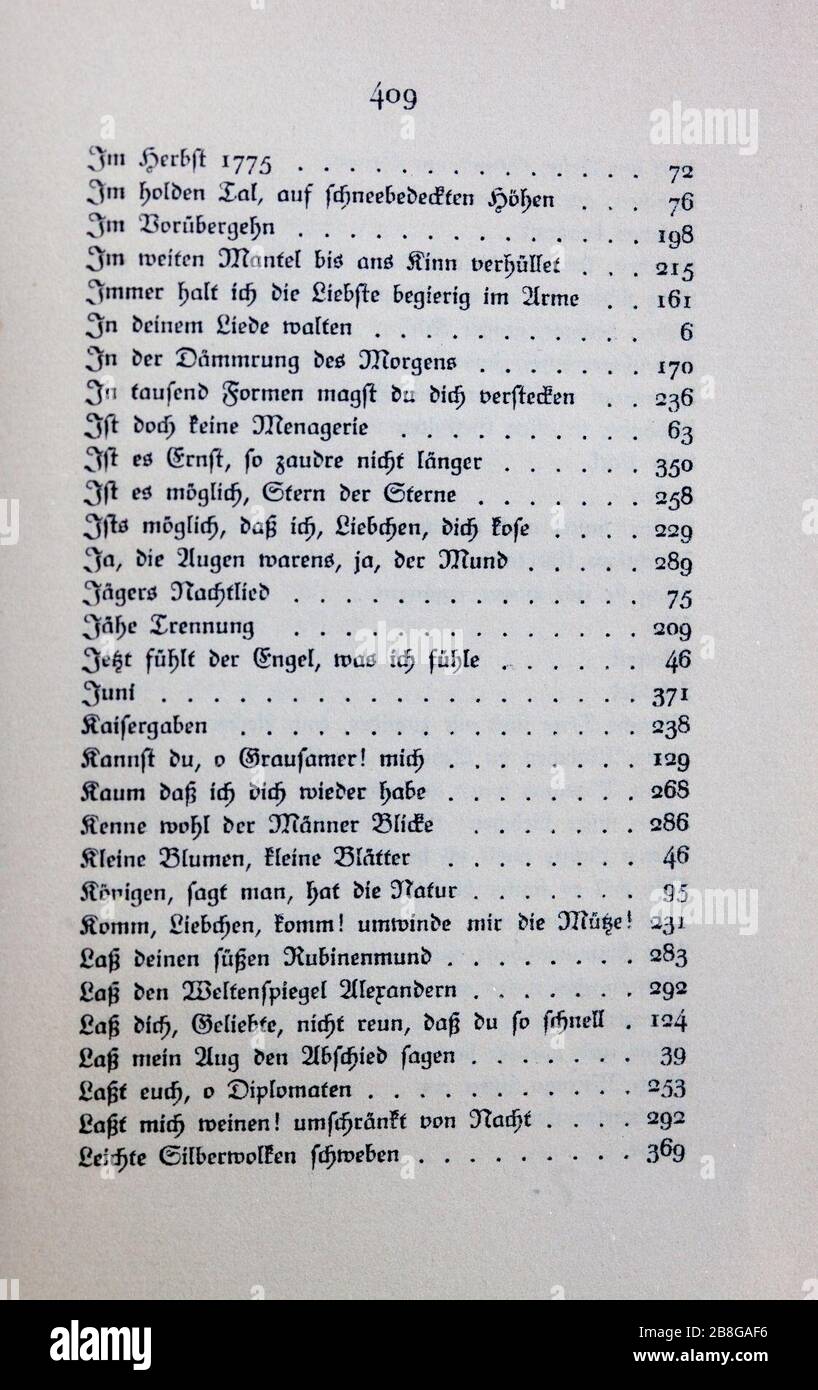 Goethes Liebesgedichte im Insel Verlag-409. Stock Photo