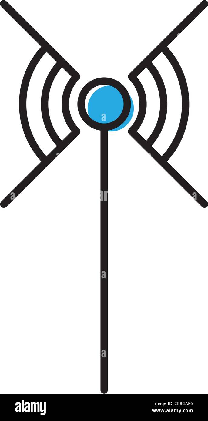Radio Antenna vector icon symbol isolated on white background Stock Vector
