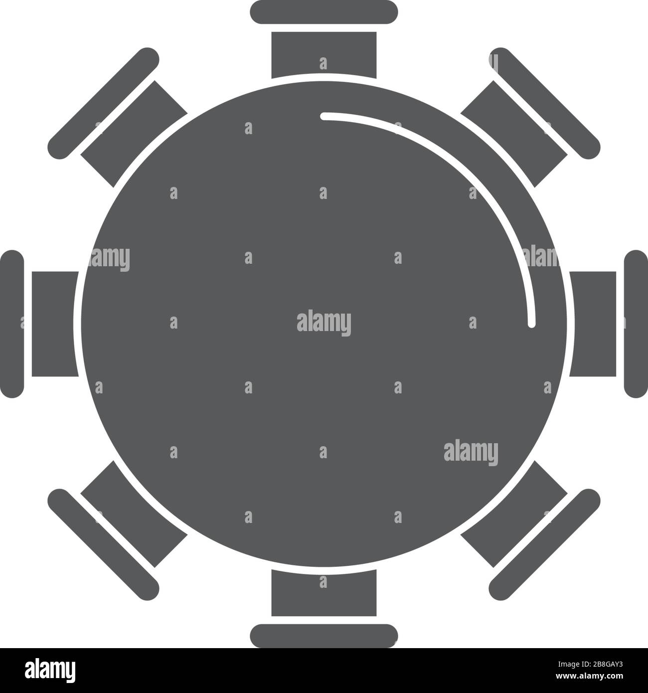 Round table and chairs top view vector icon isolated on white