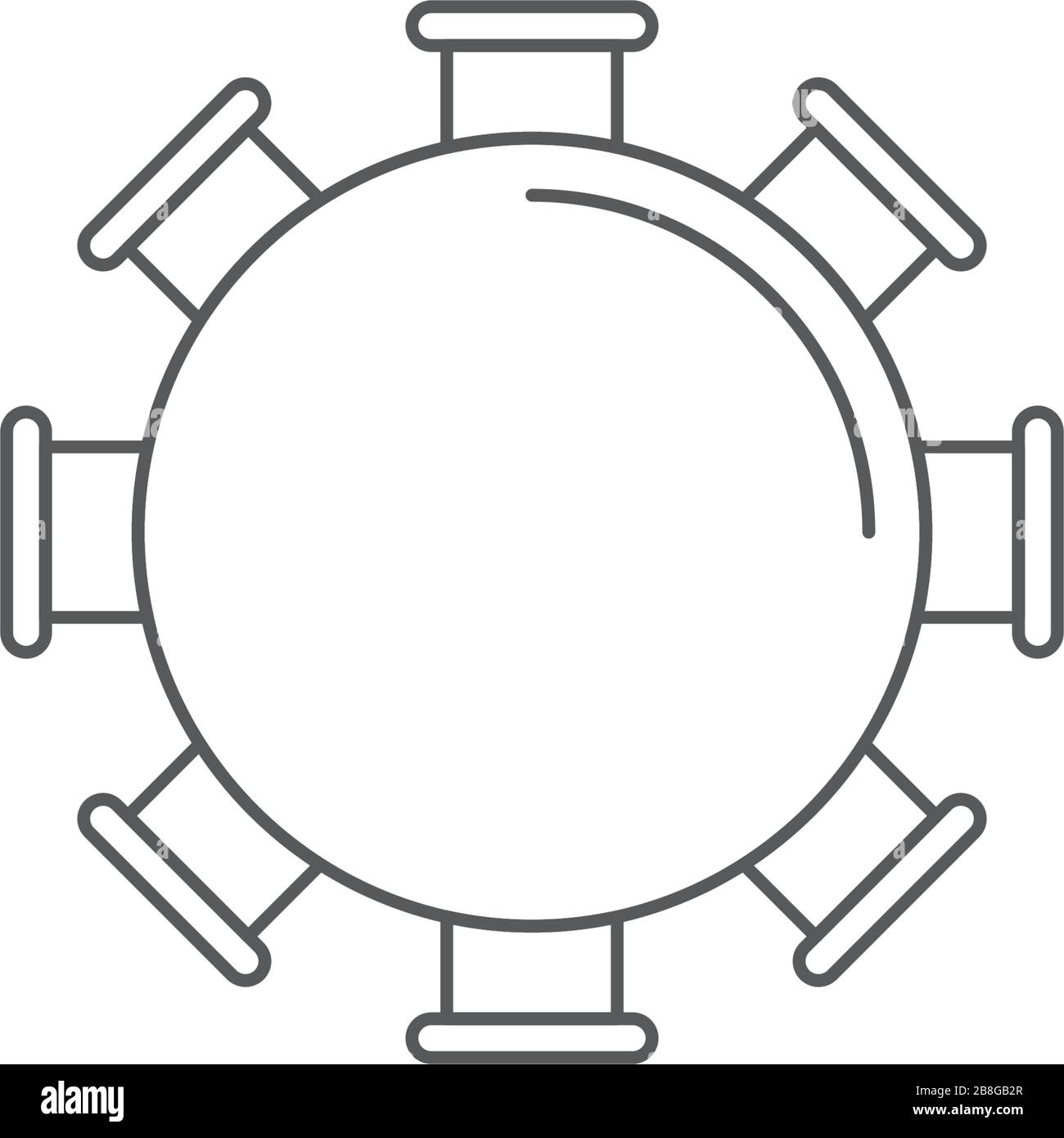 Round table and chairs top view vector icon isolated on white