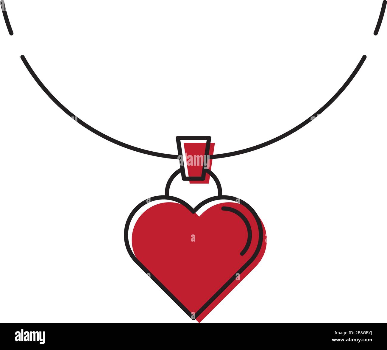 Heart necklace vector icon symbol isolated on white background Stock