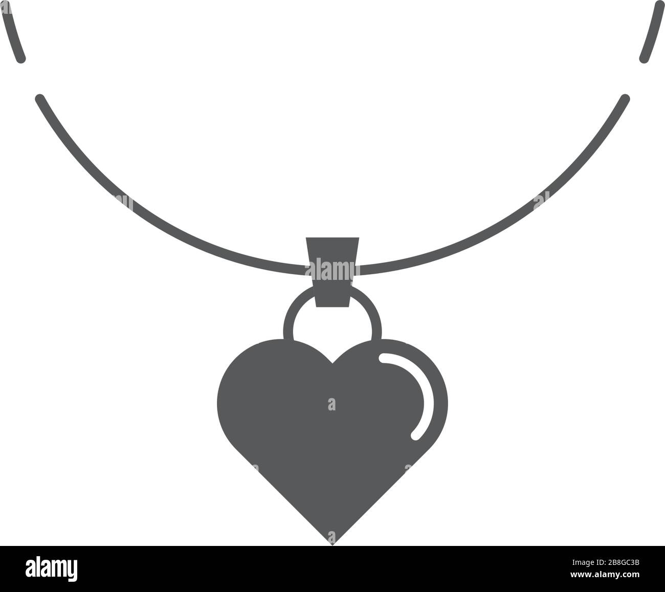 Heart necklace vector icon symbol isolated on white background Stock
