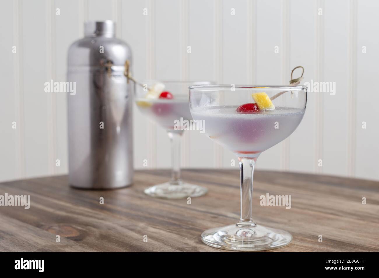 The Aviation, cocktails with shaker Stock Photo