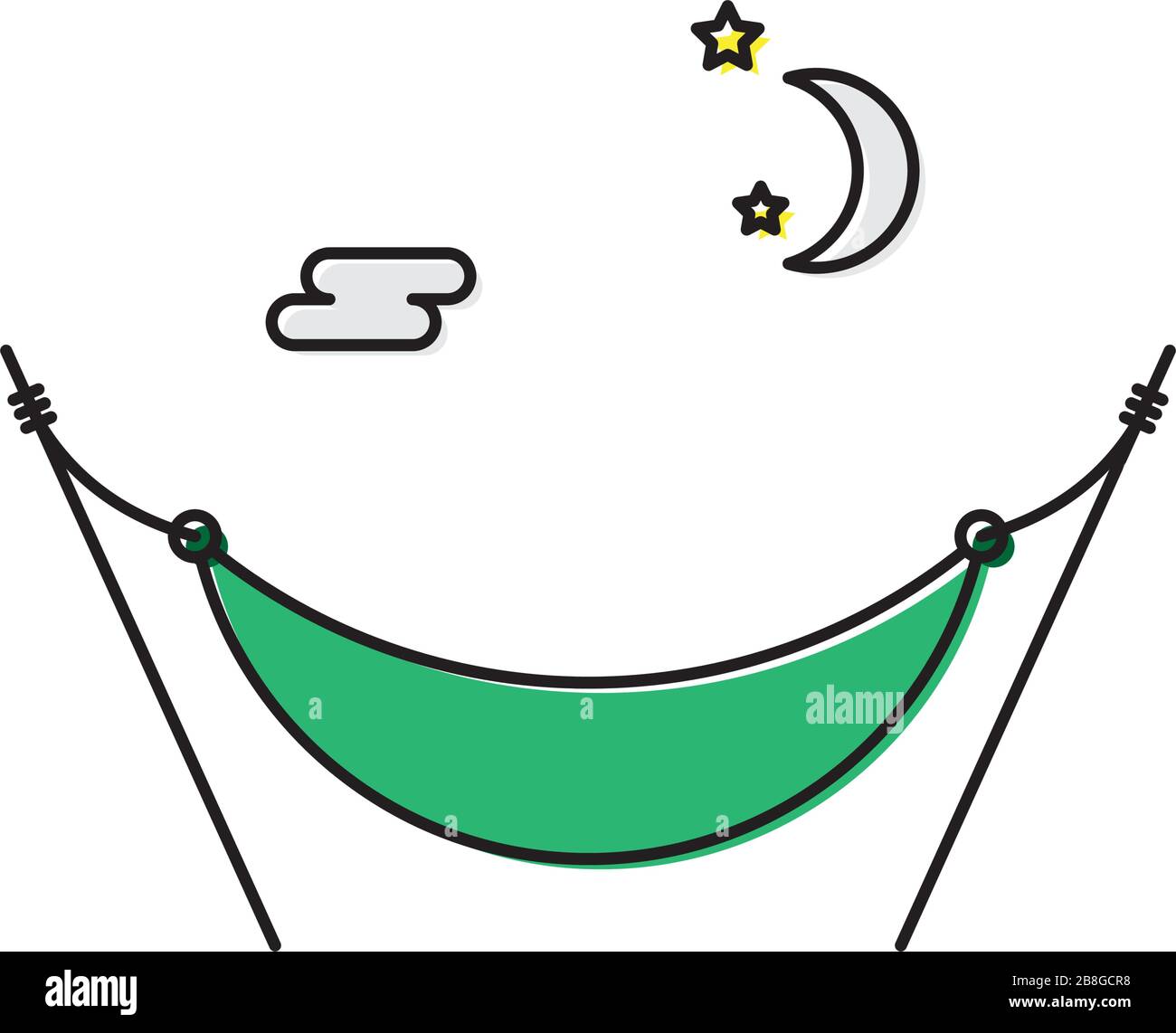 Sleep hammock vector icon symbol isolated on white background Stock Vector