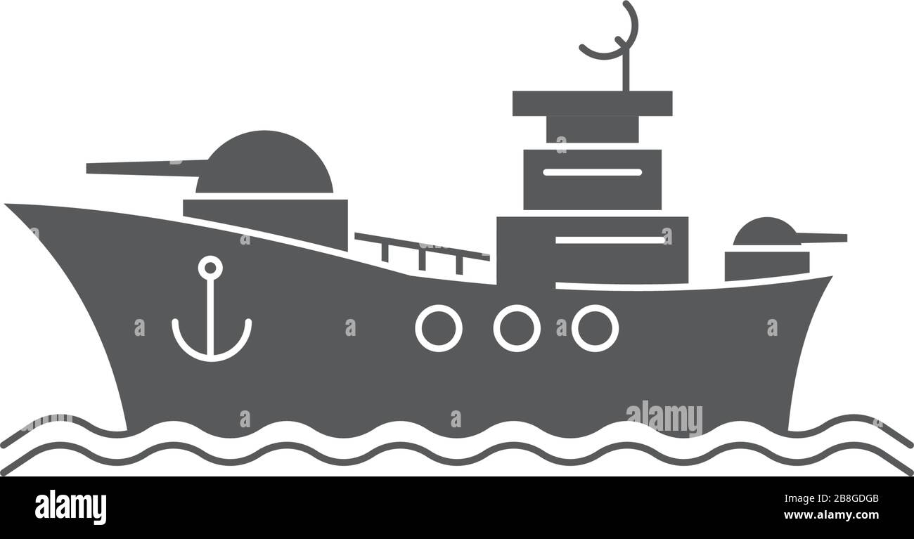 Battleship vector icon navy symbol isolated on white background Stock Vector