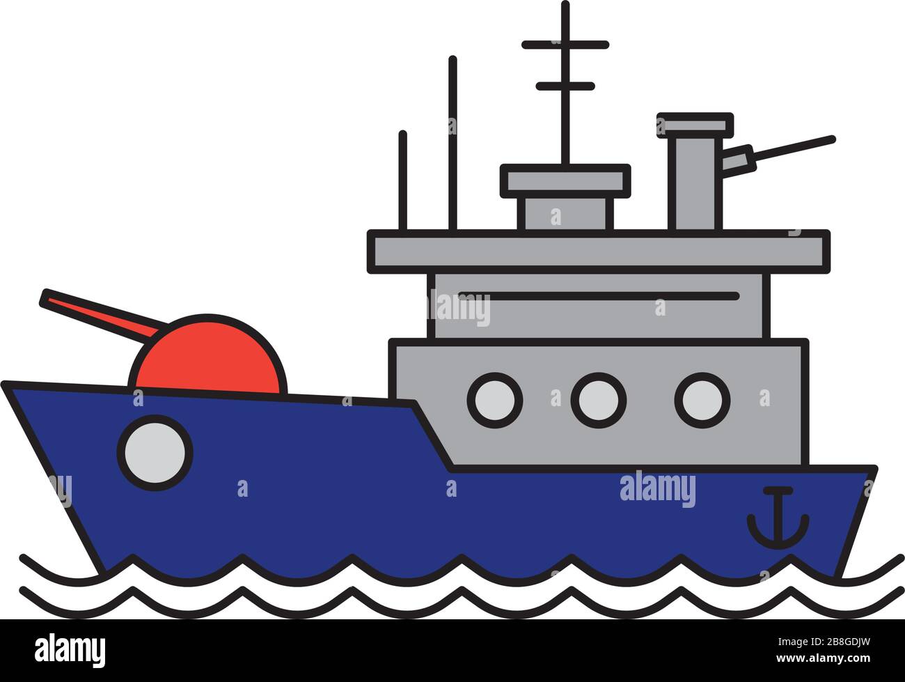 Battleship vector icon navy symbol isolated on white background Stock Vector