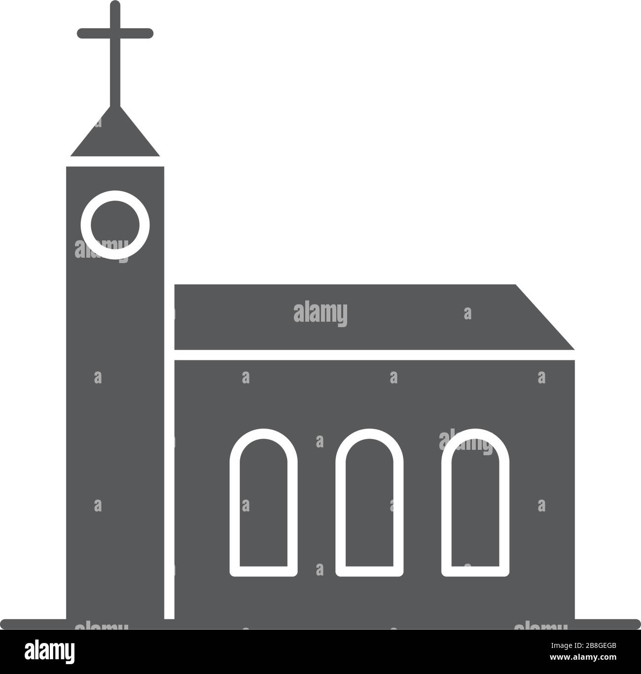 Church building vector icon symbol Christian isolated on white ...