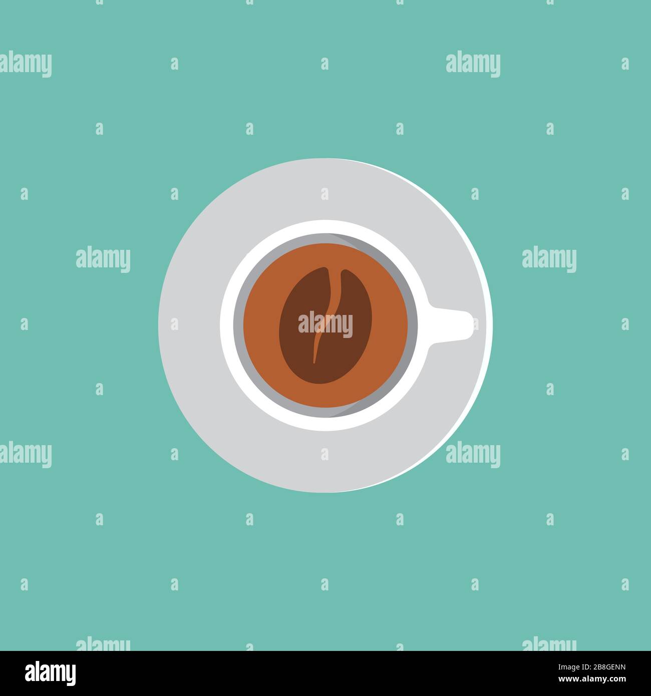 Coffee cup top view vector icon flat, isolated background Stock Vector