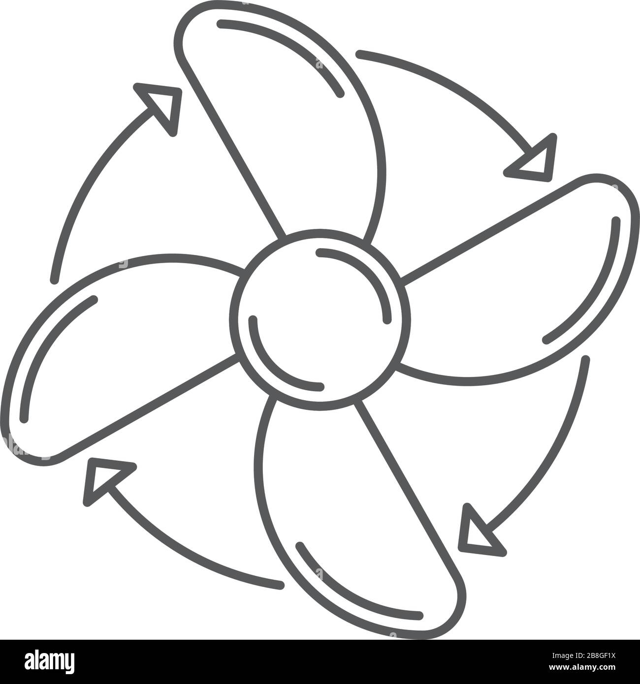 Fan rotation direction vector icon symbol isolated on white background