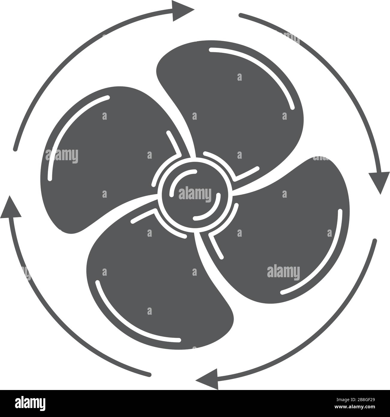 Fan rotation direction vector icon symbol isolated on white background