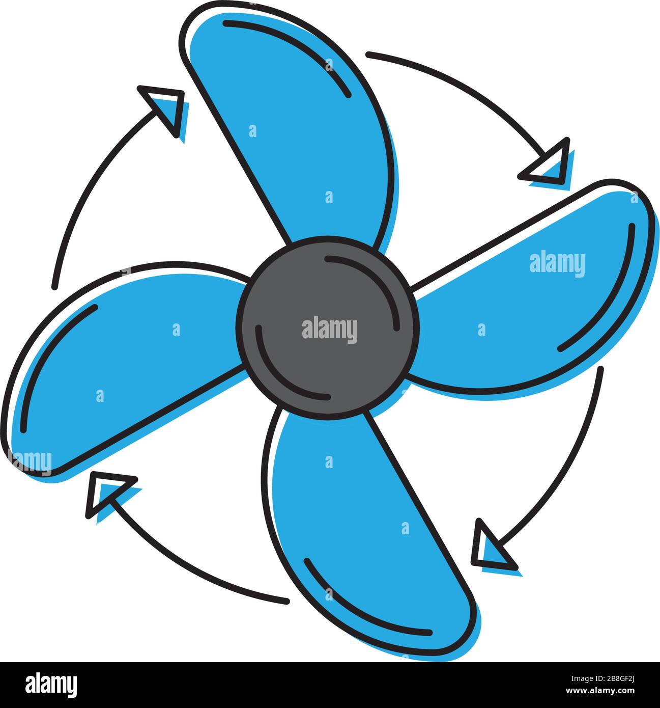 Fan rotation direction vector icon symbol isolated on white background