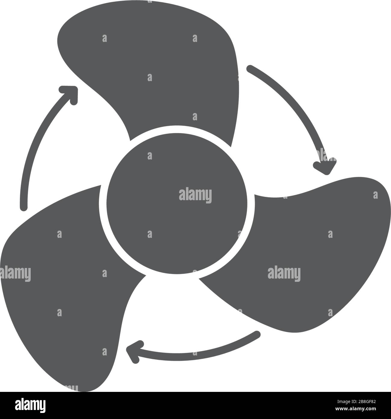 Fan rotation direction vector icon symbol isolated on white background