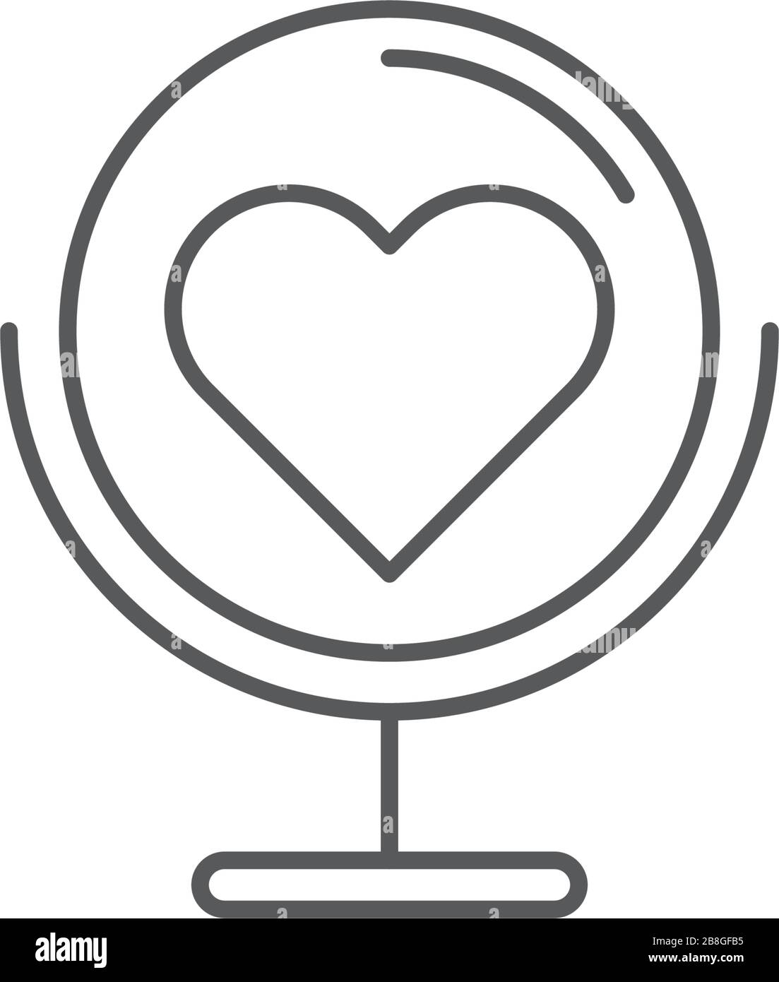 Globe with heart vector icon symbol isolated on white background Stock Vector