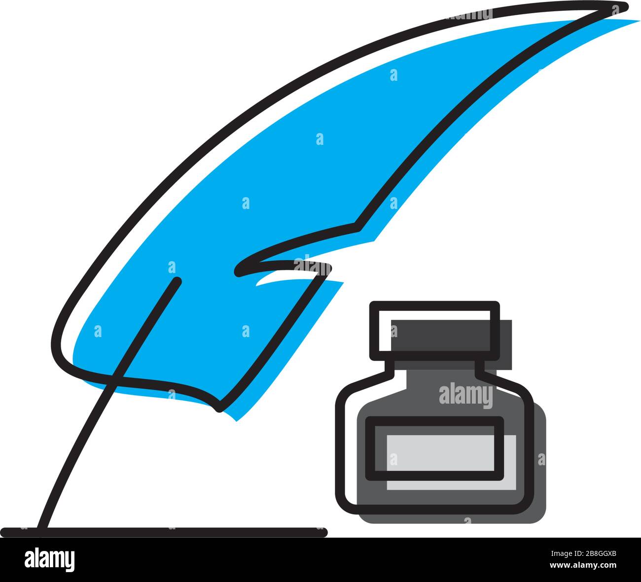 Feather pen writing vector icon isolated on white Stock Vector