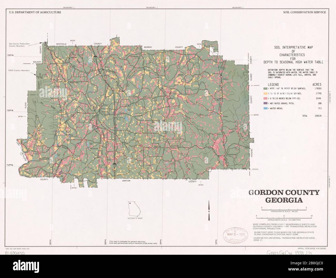 Gordon County, soil interpretive map of characteristics for