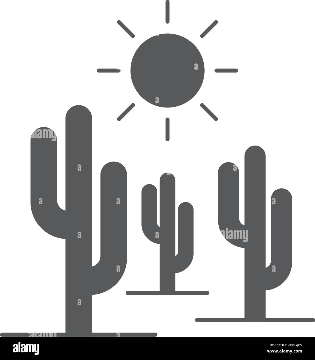 Cactus and sun vector icon isolated on white background Stock Vector