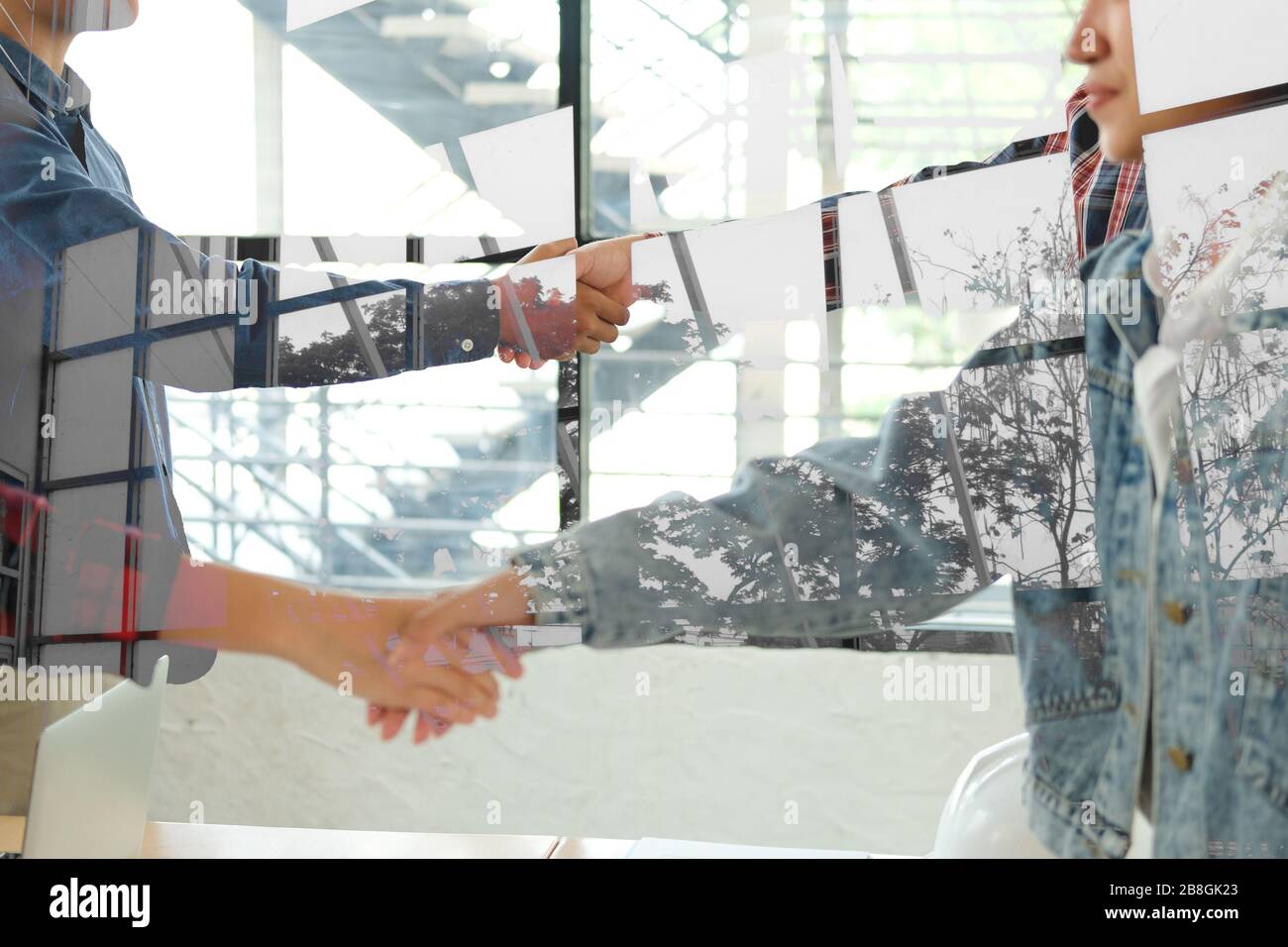 engineer team handshaking. architect shaking hands for successful deal ...
