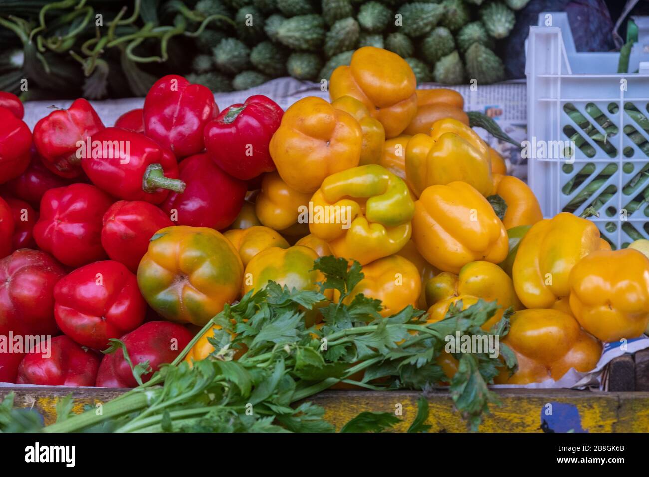 Vegetables For Sale At Market Stall Stock Photo