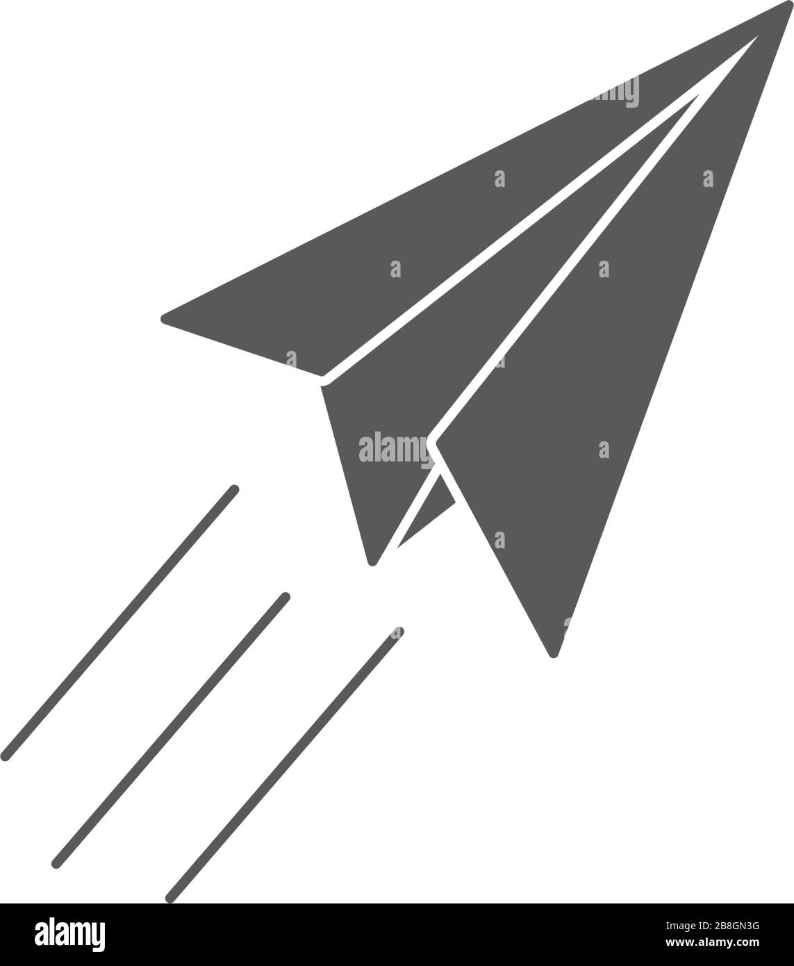 Paper plane line icon. Flat origami airplane isolated on white ...
