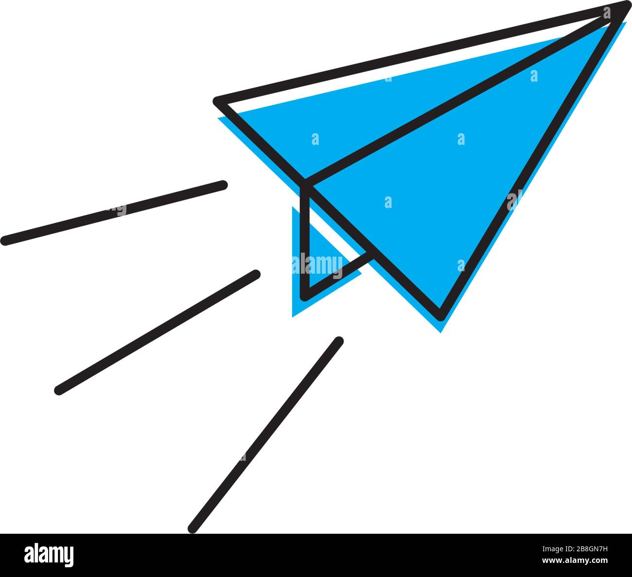 Paper plane line icon. Flat origami airplane isolated on white ...