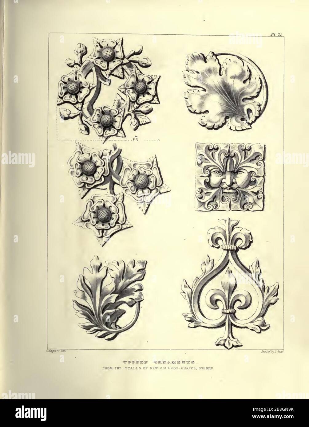 Gothic Ornaments, selected fom various ancient buildings, both in ...