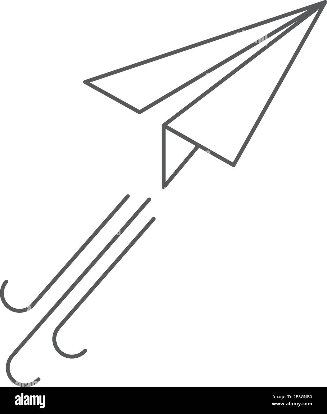 Paper plane line icon. Flat origami airplane isolated on white ...