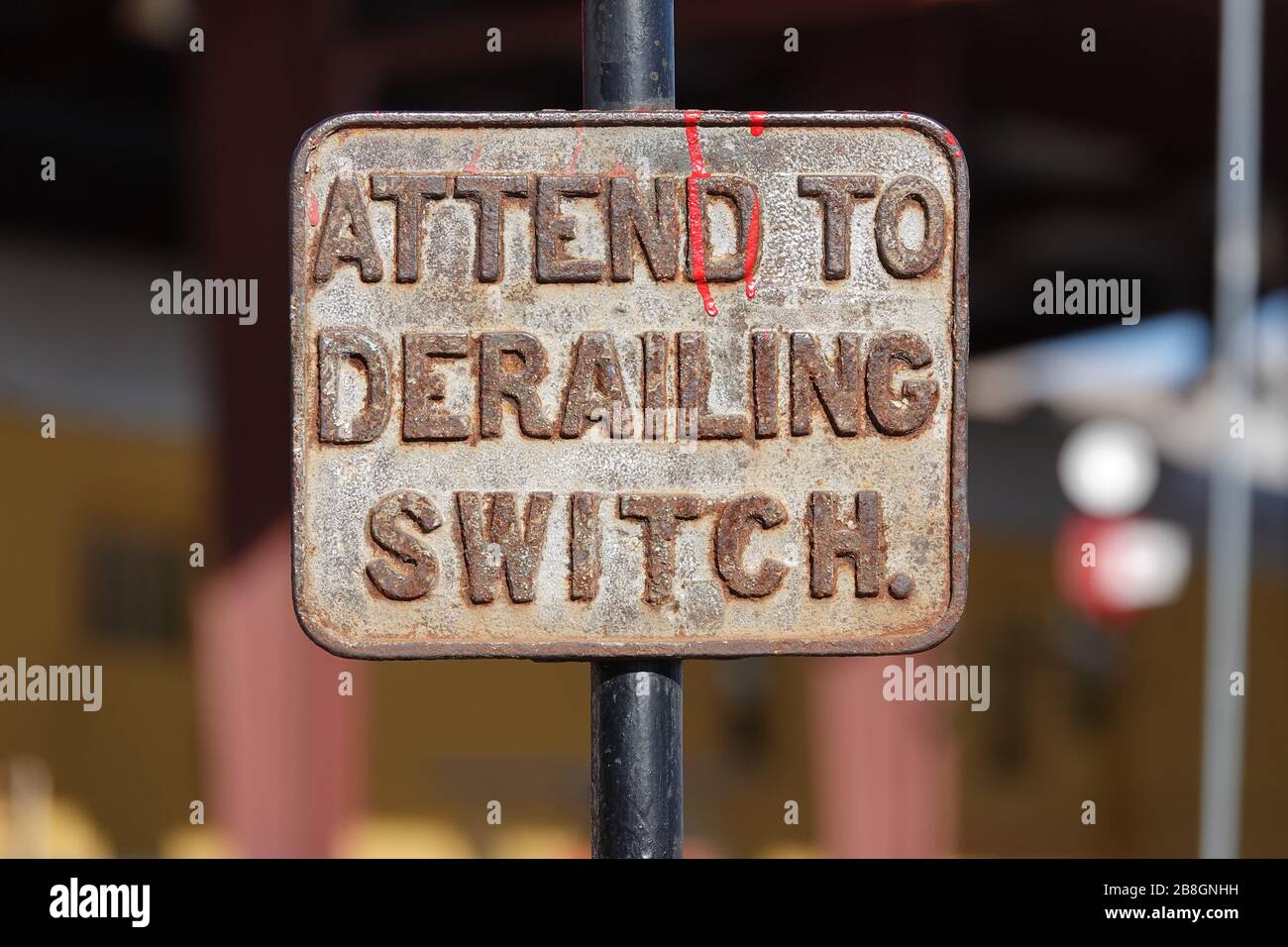 Attend to derailing switch Stock Photo