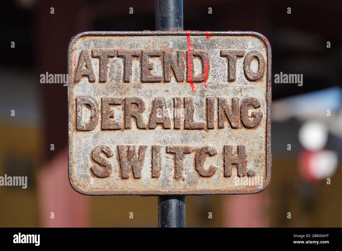 Attend to derailing switch Stock Photo