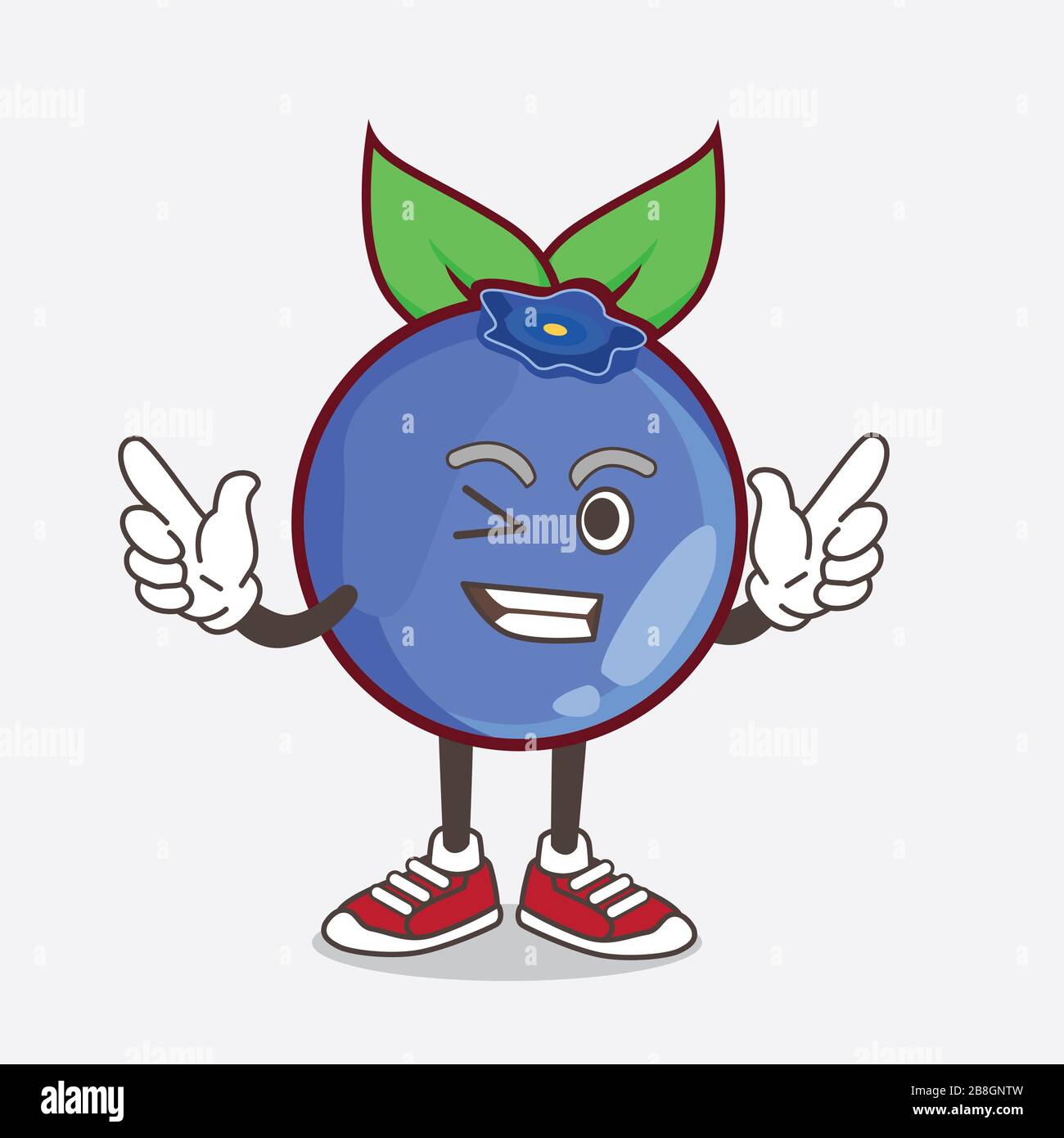 An illustration of Blueberry Fruit cartoon mascot character with Winking eye Stock Photo