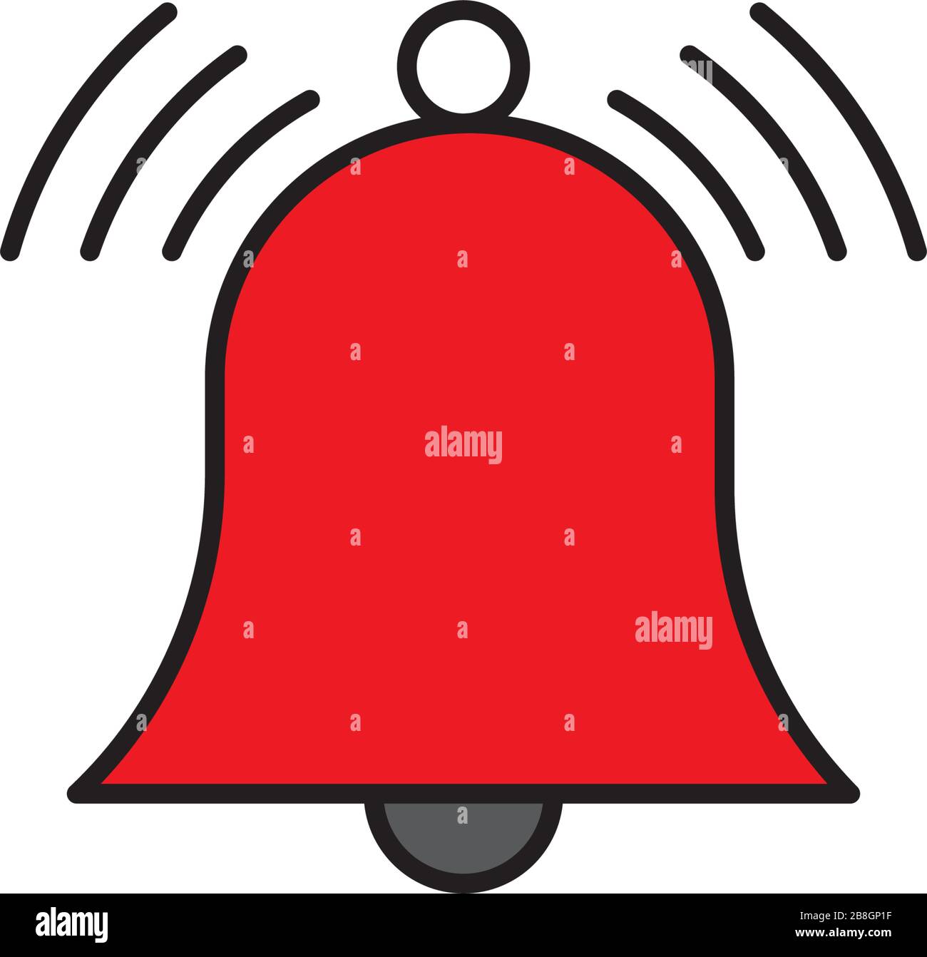 Ringing bell vector icon isolated on white background Stock Vector