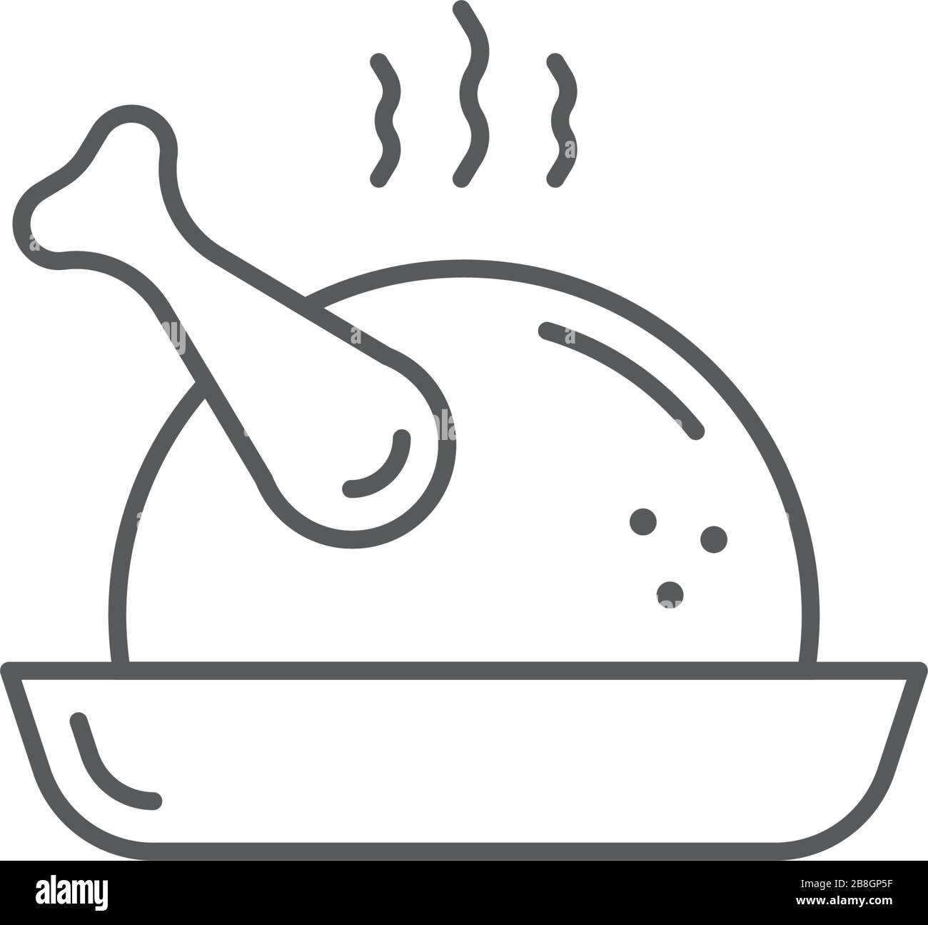 roasted chicken vector icon isolated on white background Stock Vector