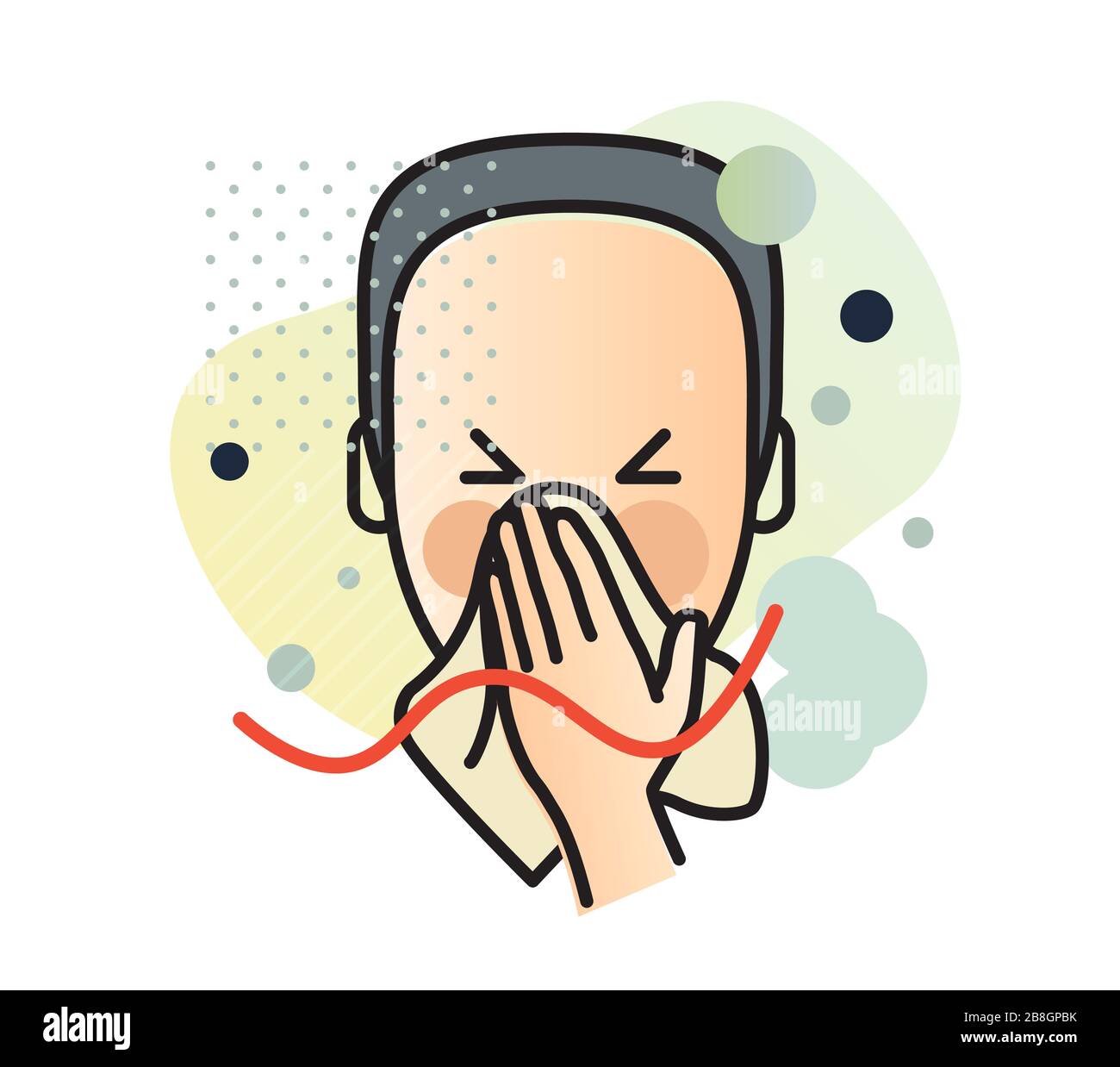 Sneeze - Use Tissue while Sneezing  - Icon as EPS 10 File Stock Vector
