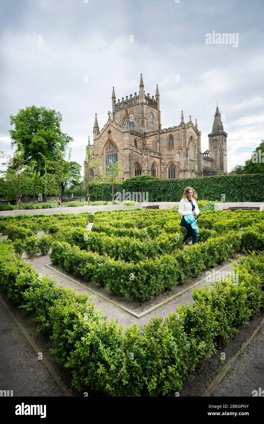 Dunfermline Abbey, a Church of Scotland Parish Church, in distance