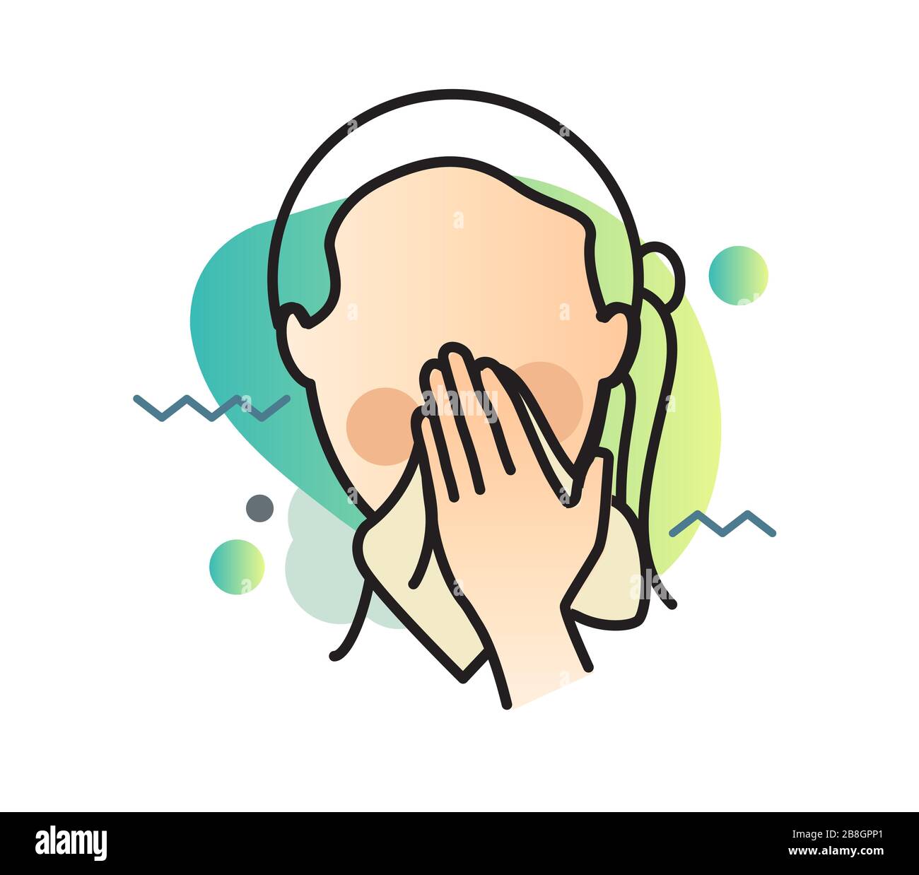 Sneeze - Use Tissue while Sneezing  - Icon as EPS 10 File Stock Vector