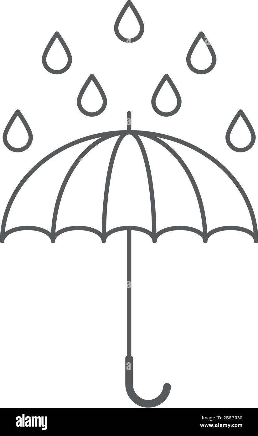 Umbrella and rain icon vector flat design isolated on white background Stock Vector