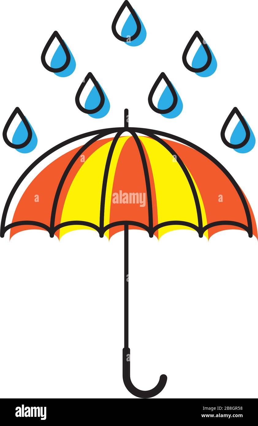 Umbrella and rain icon vector flat design isolated on white background Stock Vector