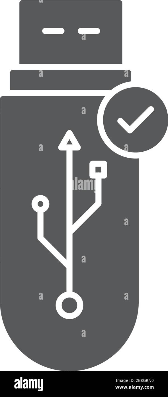USB flash drive notification vector icon. filled flat sign for mobile ...