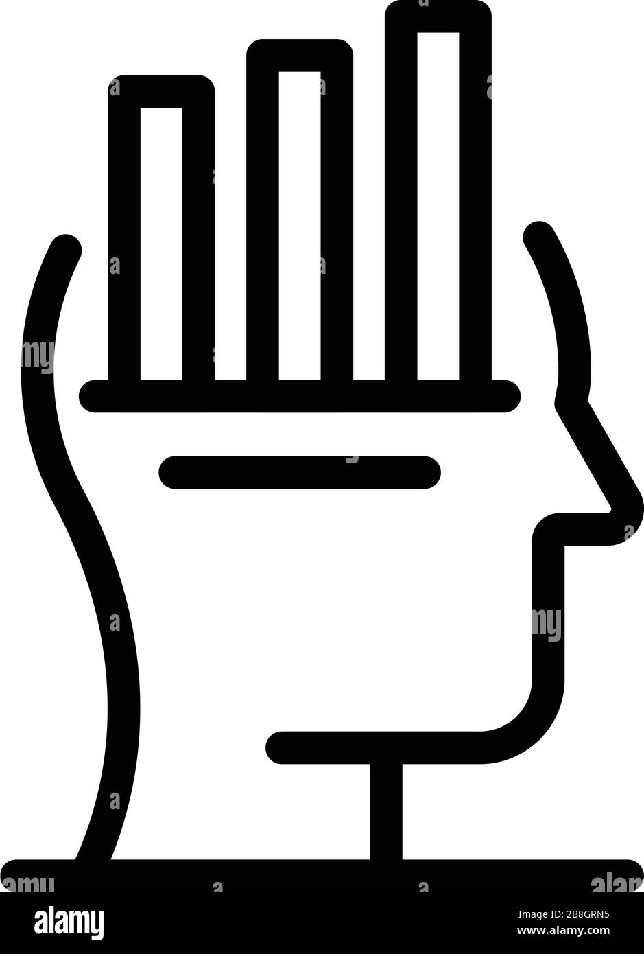 Chart in the head icon, outline style Stock Vector