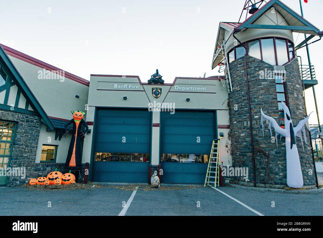 BANFF, AB, CANADA - JUNE 2018: Fire Department station building in Banff town centre. Stock Photo