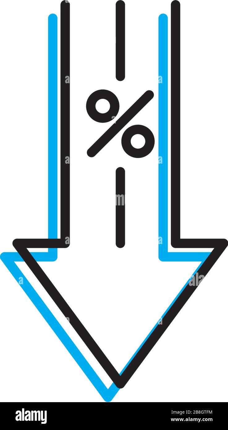 Percentage arrow down vector icon isolated on white background Stock Vector