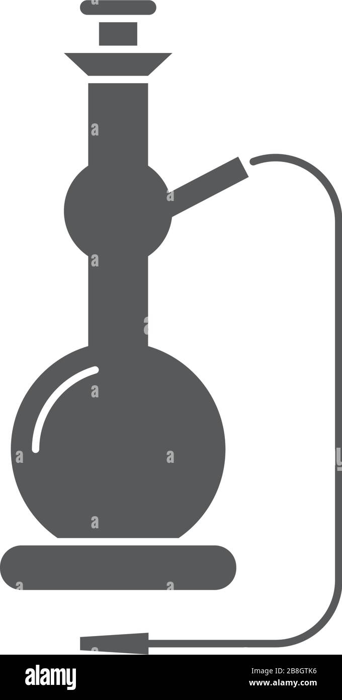 Shisha Pipe line vector icon, isolated on white background Stock Vector