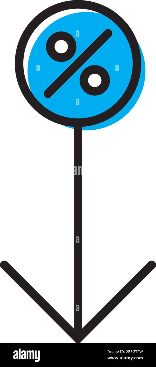 Percentage arrow down vector icon isolated on white background Stock Vector