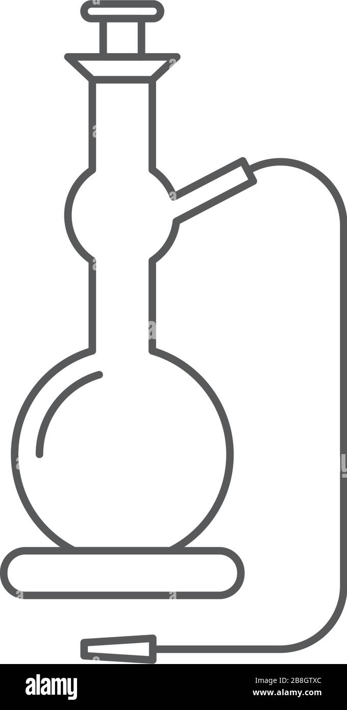 Shisha Pipe line vector icon, isolated on white background Stock Vector