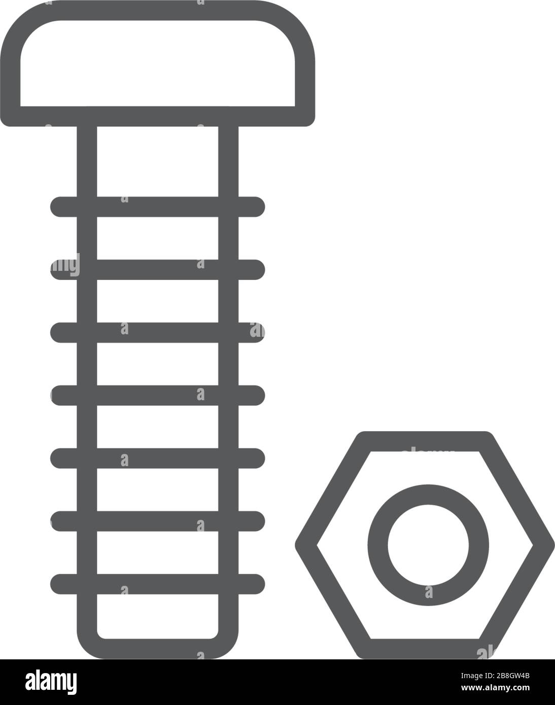 Nut and bolt vector icon isolated on white background Stock Vector